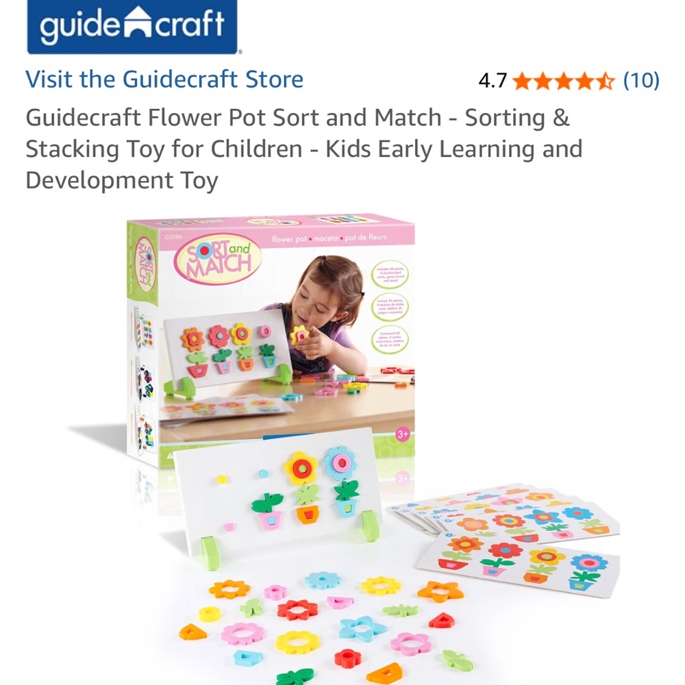 Guidecraft Flower Pot Sort and Match - Sorting & Stacking Toy